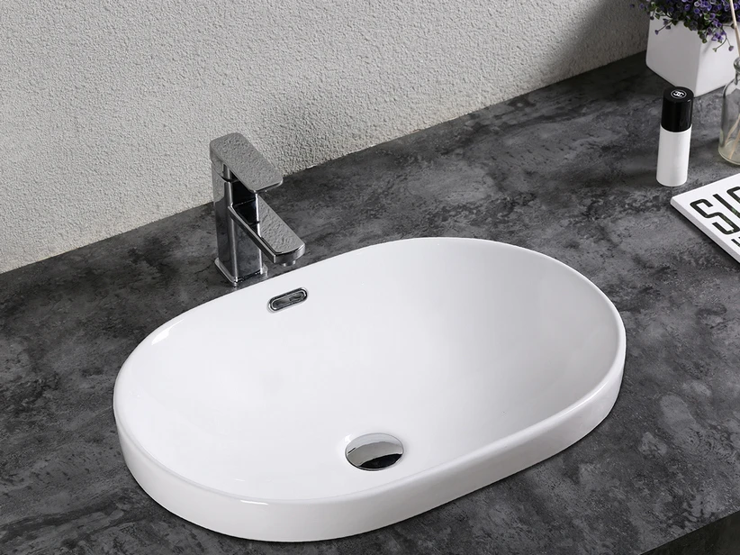 Lavabo Da Appoggio Maira 59,5x41 H19 In Ceramica Bianco Lucido