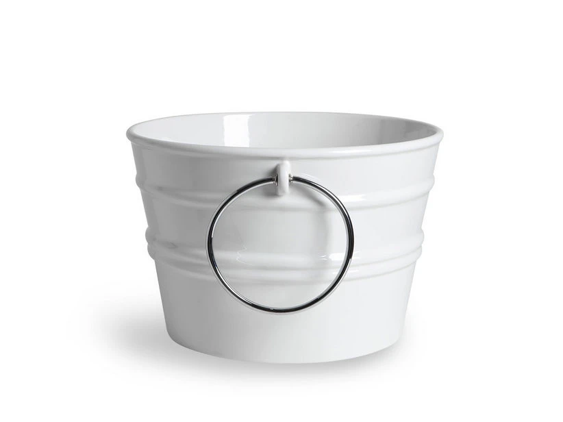 Lavabo Sospeso/Appoggio Bacile Cm.Ø46,5 H30 Con Anelli In Ceramica Lucido Bianco