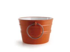 Lavabo Sospeso/Appoggio Bacile Cm.Ø46,5 H30 Con Anelli In Ceramica Lucido Arancio