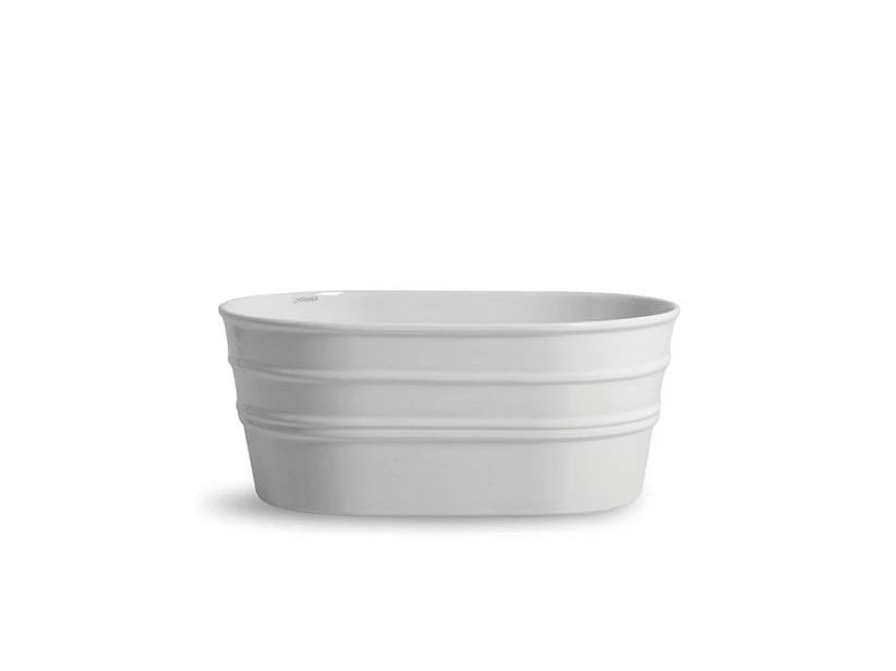 Lavabo Sospeso/Appoggio Tinozza 60X40Xh25 In Ceramica Lucido Bianco