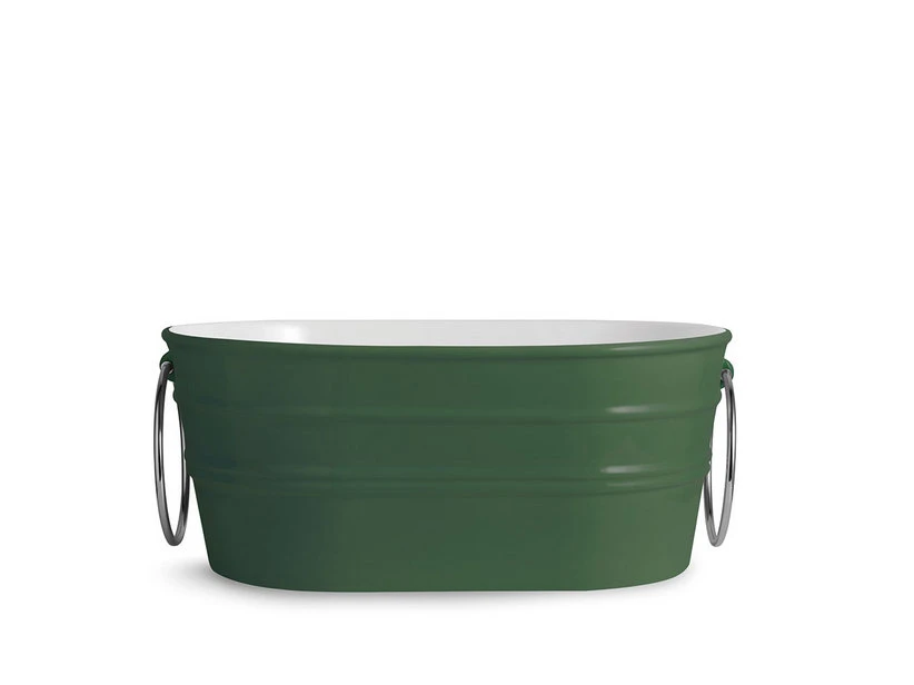 Lavabo Da Appoggio Tinozza 60X40Xh25 Con Anelli In Ceramica Lucido Verde Inglese