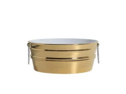 Lavabo Sospeso/Appoggio Tinozza 60X40Xh25 Con Anelli In Ceramica Lucido Oro