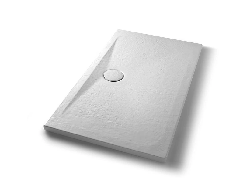 Piatto Doccia Appia Rettangolare 120x70 In Ceramica Effetto Pietra Bianco Gesso Opaco