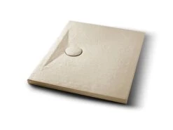Piatto Doccia Appia Rettangolare 90x70 In Ceramica Effetto Pietra Beige Opaco