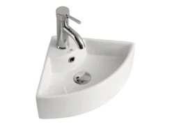 Lavabo Sospeso/Appoggio Ad Angolo Mini Segovia 46X32,5 H12,5 In Ceramica Lucido Bianco