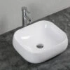 Lavabo Da Appoggio Adige 45x40 H12,5 In Ceramica Bianco Lucido