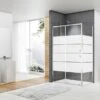 Box Doccia Angolare Arek 90x120 H190 Porta Scorrevole E Lato Fisso Cristallo 6 Mm Trasparente Serigrafato Cromo