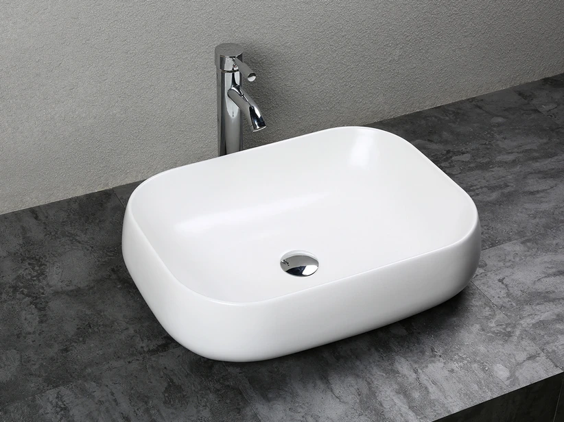 Lavabo Da Appoggio Arno 56X42Xh14,5 In Ceramica Opaco Bianco