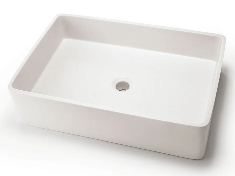 Lavabo Da Appoggio Cassino In Resina Opaco Bianco Carrara