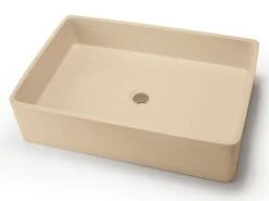 Lavabo Da Appoggio Cassino In Resina Opaco Crema Marfil