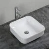 Lavabo Da Appoggio Dora 38,5x38,5 H14 In Ceramica Bianco Lucido