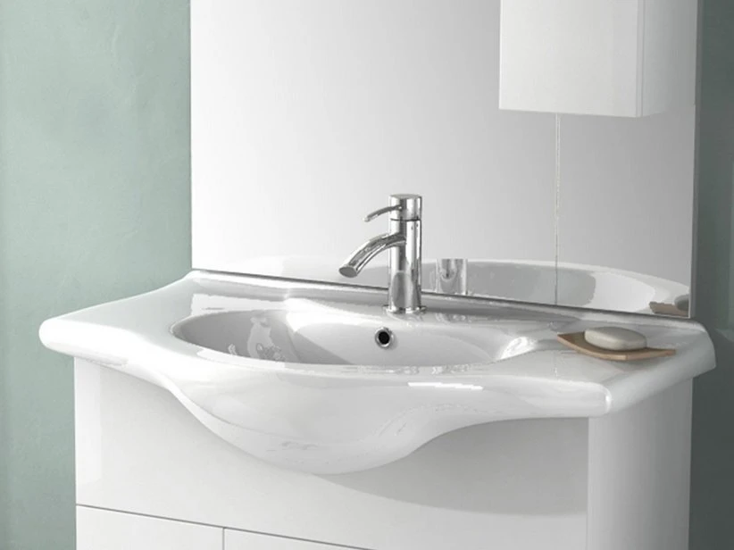 Lavabo Incasso Soft/Easy 85 Integrale 85X50 In Ceramica Lucido Bianco