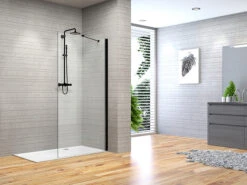 Doccia Walk In Fantasy2 80 Cm H190 Cristallo 6 Mm Trasparente Nero Opaco