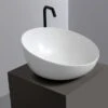 Lavabo Da Appoggio Dome Obliquo Ø45 H24 In Ceramica Bianco Lucido