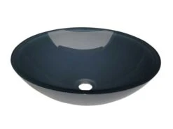 Lavabo Da Appoggio Pureglass Ciotola Ø42X14 Atlantic Cristallo Foglia Blu