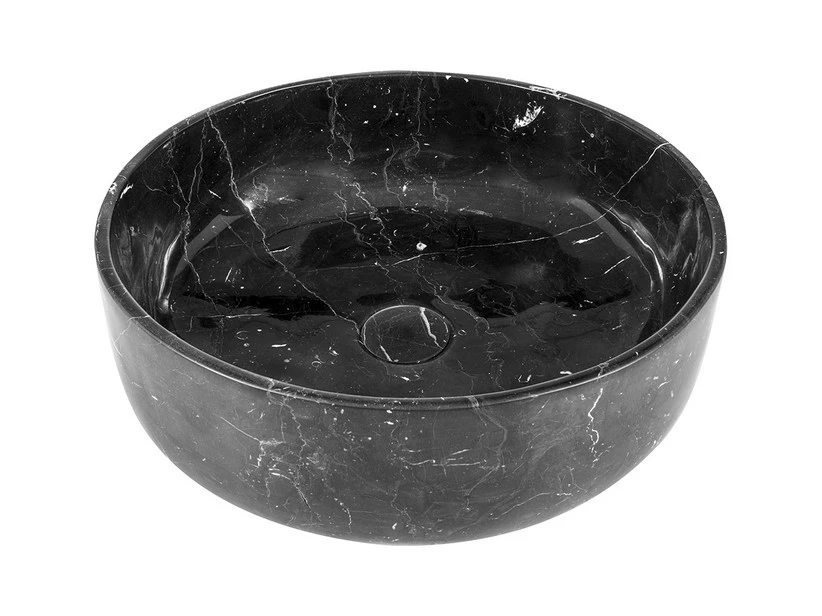 Lavabo Da Appoggio In Marmo Marquinia Ø38xH12,5 Cm Nero