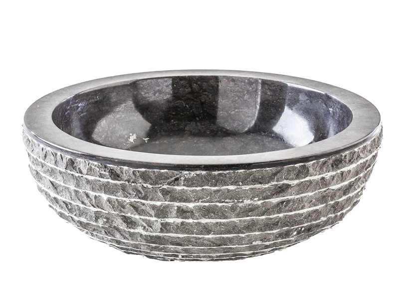 Lavabo Da Appoggio In Marmo Selce Ø40xH15 Cm Nero