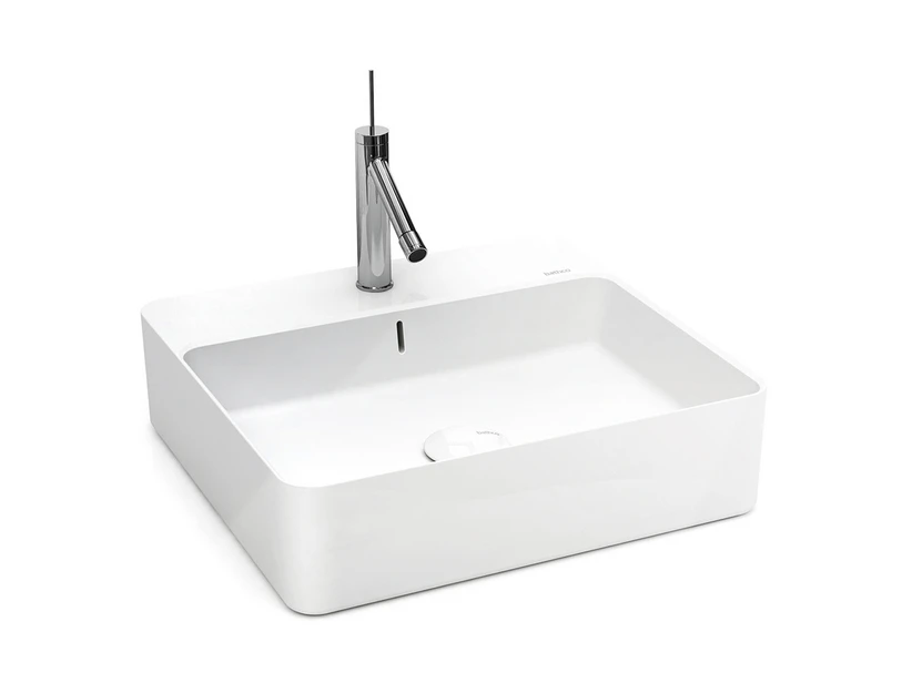 Lavabo Sospeso/Appoggio Design Santona 45X42X13 In Ceramica Lucido Bianco