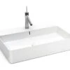 Lavabo Sospeso/Appoggio Design Santona 60X42X13 In Ceramica Lucido Bianco