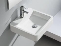 Lavabo Sospeso Somahoz 45X42 H10 In Ceramica Lucido Bianco