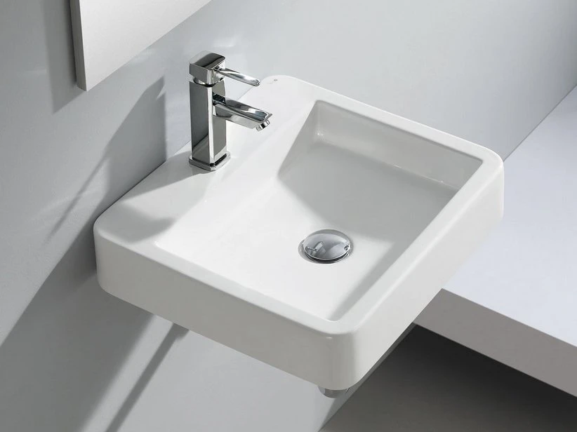 Lavabo Sospeso Somahoz 45X42 H10 In Ceramica Lucido Bianco