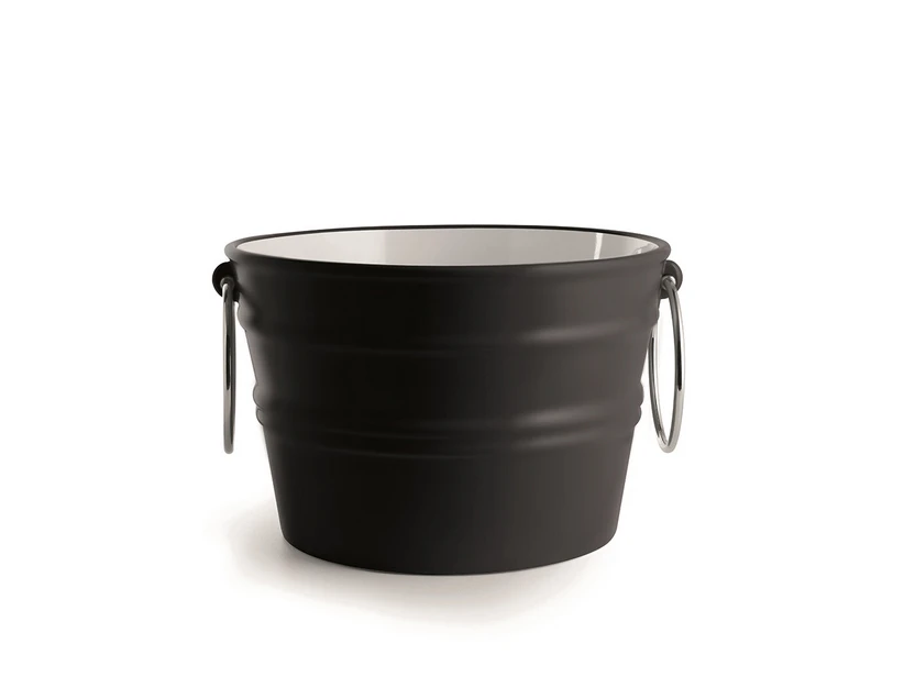 Lavabo Sospeso/Appoggio Bacile Midi Cm.Ø38 H24 Con Anelli In Ceramica Nero Opaco