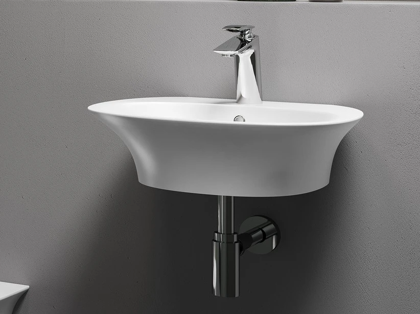 Lavabo Sospeso/Appoggio Berlino 55 Cm In Ceramica Bianco