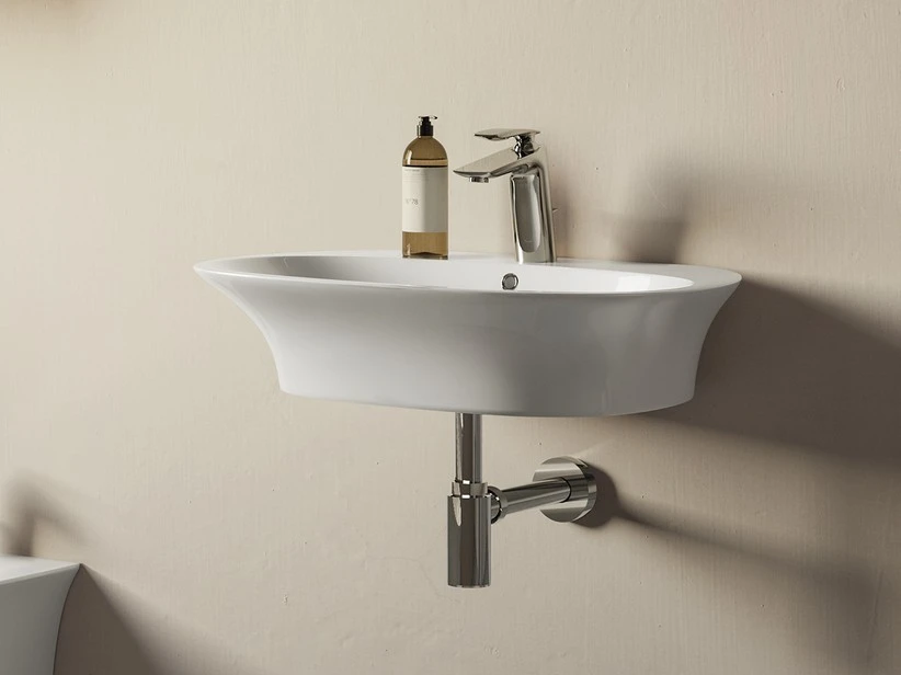 Lavabo Sospeso/Appoggio Berlino 60 Cm In Ceramica Bianco