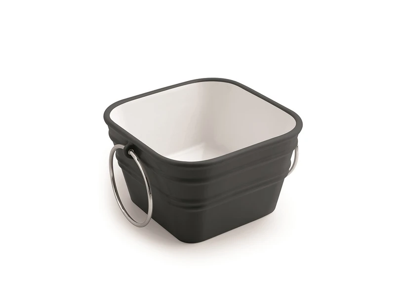 Lavabo Sospeso/Appoggio Bacile Qubo 40X40XH25 Con Anelli In Ceramica Grigio Opaco