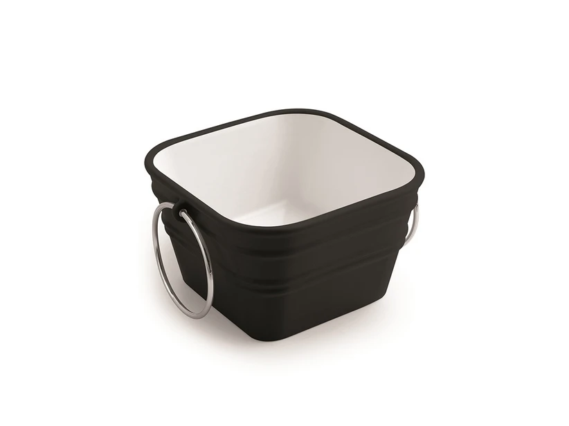 Lavabo Sospeso/Appoggio Bacile Qubo 40X40XH25 Con Anelli In Ceramica Nero Opaco