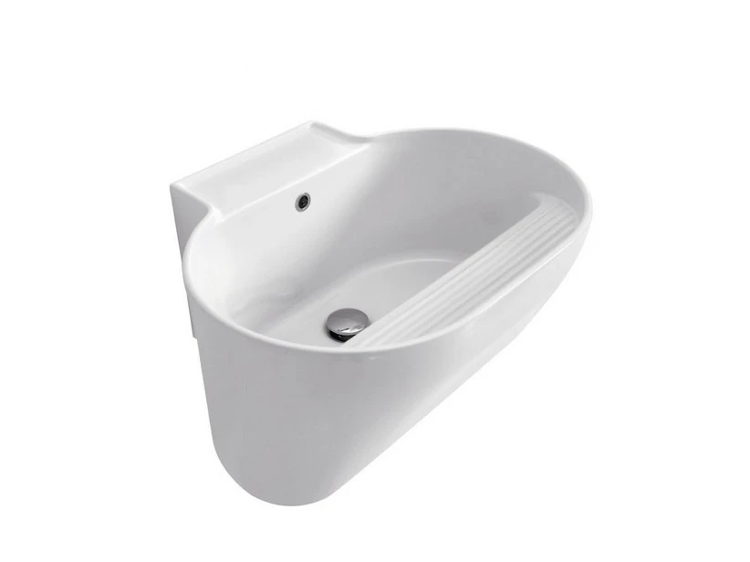 Lavabo Lavanderia Tino 60X50Xh30 Con Strofinatoio Bianco Opaco