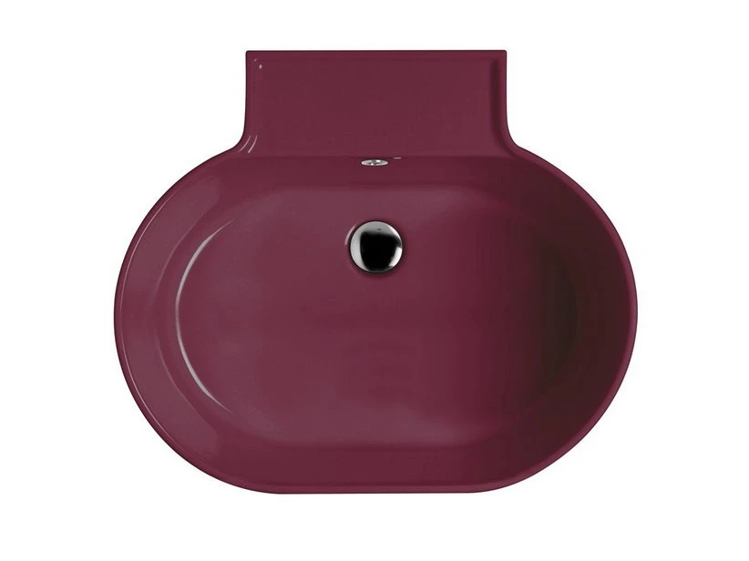 Lavabo Lavatoio Sospeso/Appoggio Tino 60X50Xh.30 In Ceramica Lucido Vinaccia