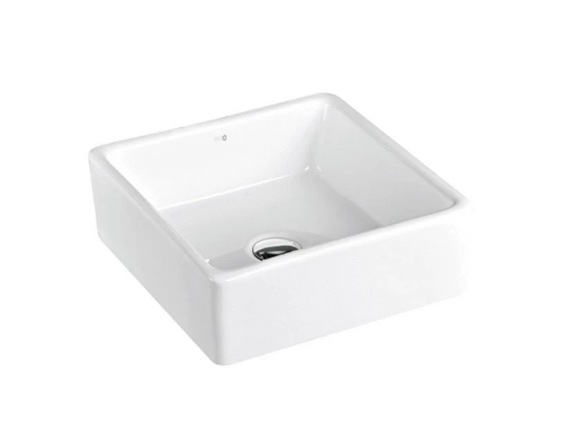 Lavabo Da Appoggio Ubeda 38X38 H13,5 In Ceramica Lucido Bianco