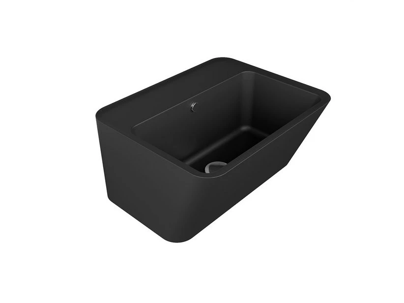 Lavabo Sospeso/Appoggio Wynn 50X40Xh.25 In Ceramica Opaco Nero