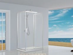 Box Doccia Neptum 80x100x80 H190 2 Porte Scorrevoli E Lato Fisso Cristallo 6 Mm Trasparente Cromato