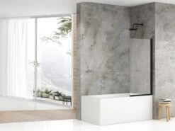 Parete Vasca Mulan 80X140 Cristallo Trasparente 6mm Profilo Nero Opaco