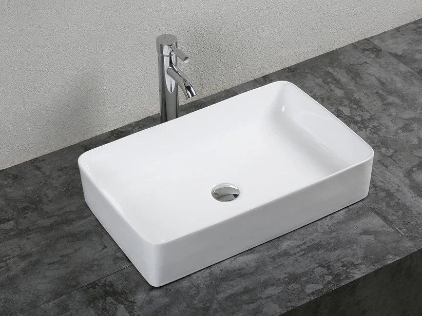 Lavabo Da Appoggio Po' 60x37,5 H12 In Ceramica Bianco Lucido