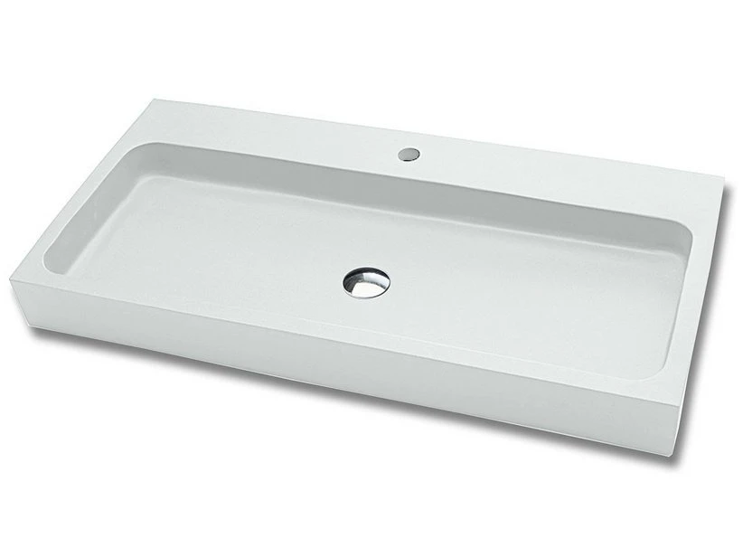 Lavabo Appoggio/Incasso Ponza 100 In Resina Opaco Bianco Carrara