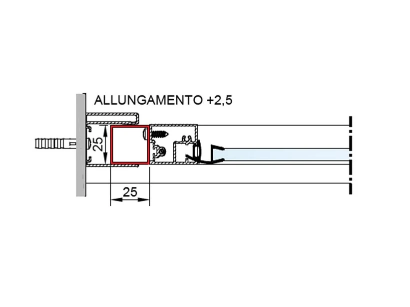 Profilo Di Allungamento Relax 25x25 +2,5cm Inox