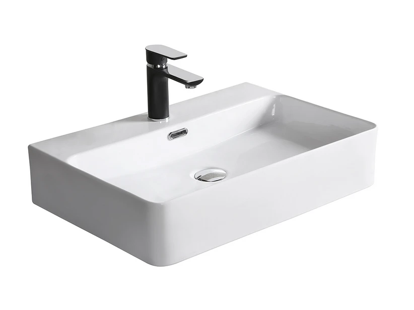 Lavabo Da Appoggio Sarca 60x42 In Ceramica Bianco Lucido