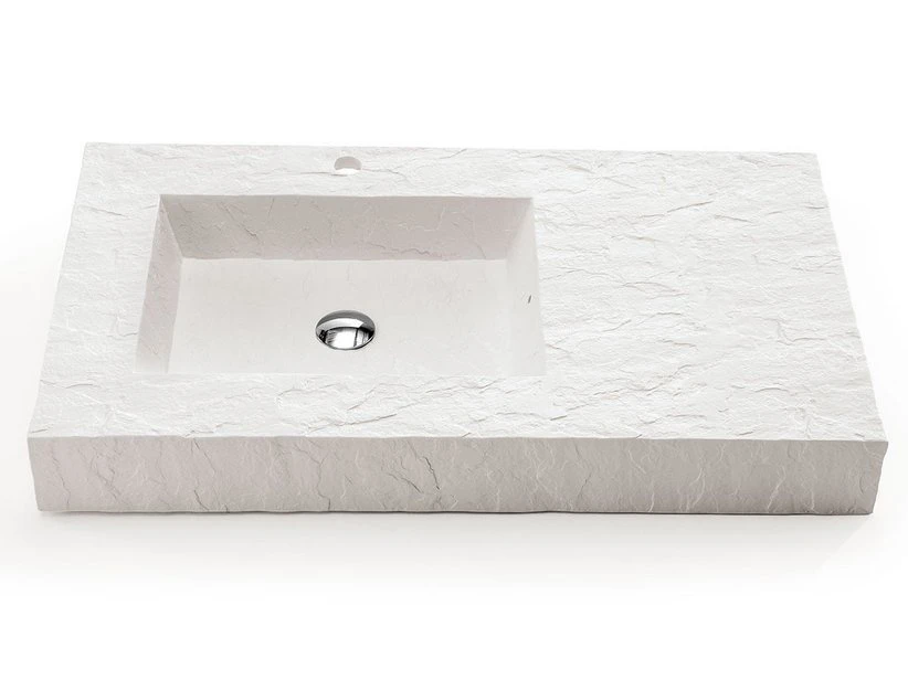 Lavabo Top Slate 90 In Resina Bianco Carrara