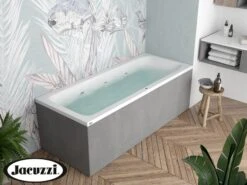 Vasca Idromassaggio Jacuzzi® Silk 180x80 Destra Con 8 Bocchette E Finitura Effetto Cemento