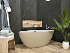 Vasca Freestanding Nemo6 Solid Surface Bicolor 165X80 Bianco Lucido E Tortora Opaco