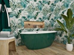 Vasca Freestanding Nemo5 Solid Surface Bicolor 150X70 Bianco Lucido E Verde Lucido