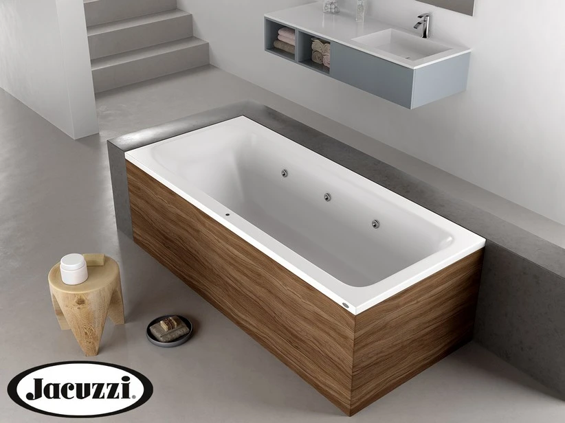 Vasca Idromassaggio Jacuzzi® Silk 170x70 Sinistra Con 8 Bocchette E Finitura Effetto Legno Dark Oak
