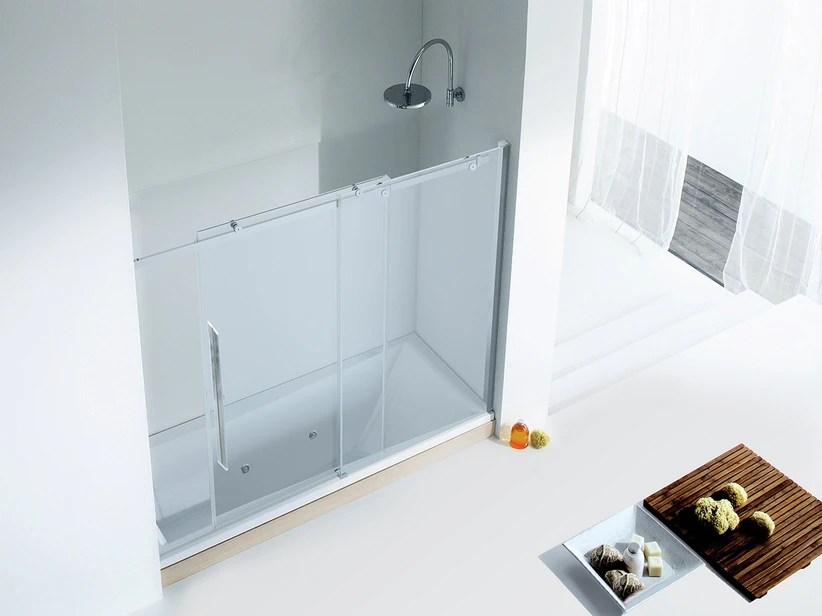 Parete Vasca Velo 170Xh150 1 Anta Scorrevole Cristallo Trasparente 8 Mm Profilo Cromo