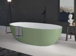 Vasca Freestanding Virgo 170x82 Cm Esterno Verde Basilico/Interno Bianco Opaco