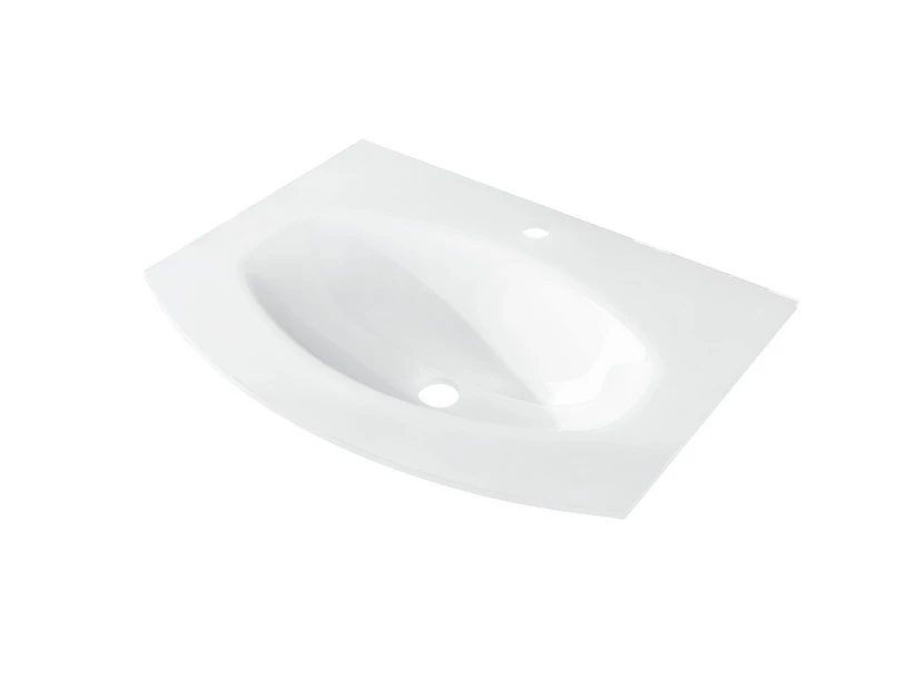 Lavabo Unitop Wave 70x51 Cm Vasca Centrale In Vetro Bianco Lucido