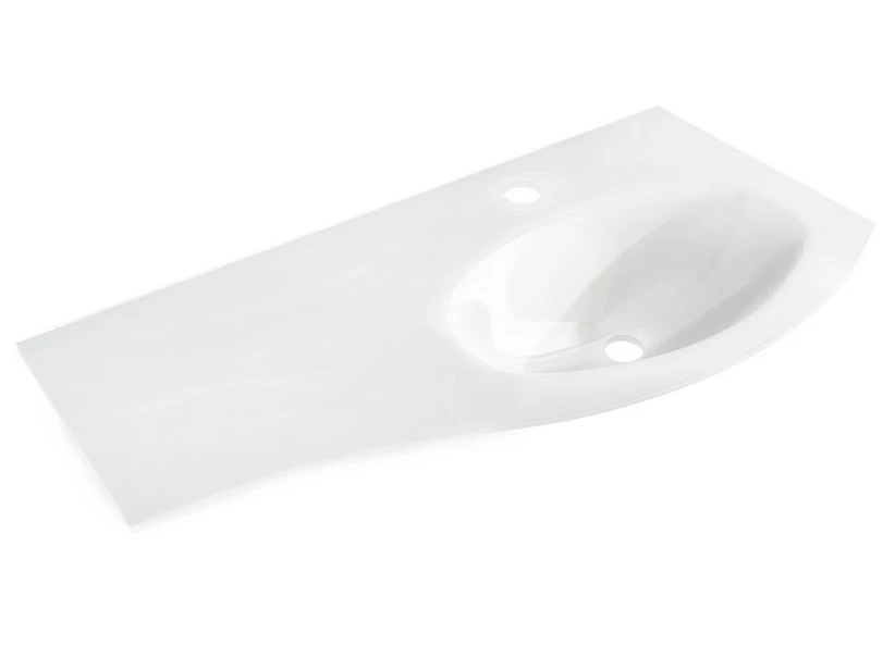 Lavabo Unitop Wave 104x51 Cm Vasca Destra In Vetro Bianco Lucido