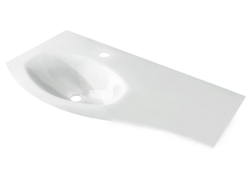Lavabo Unitop Wave 104x51 Cm Vasca Sinistra In Vetro Bianco Lucido